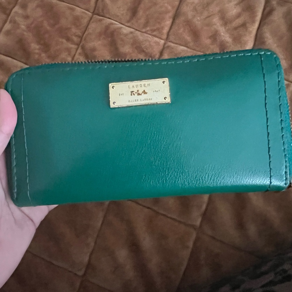 Ralph Lauren Teal Wallet with Gold Logo